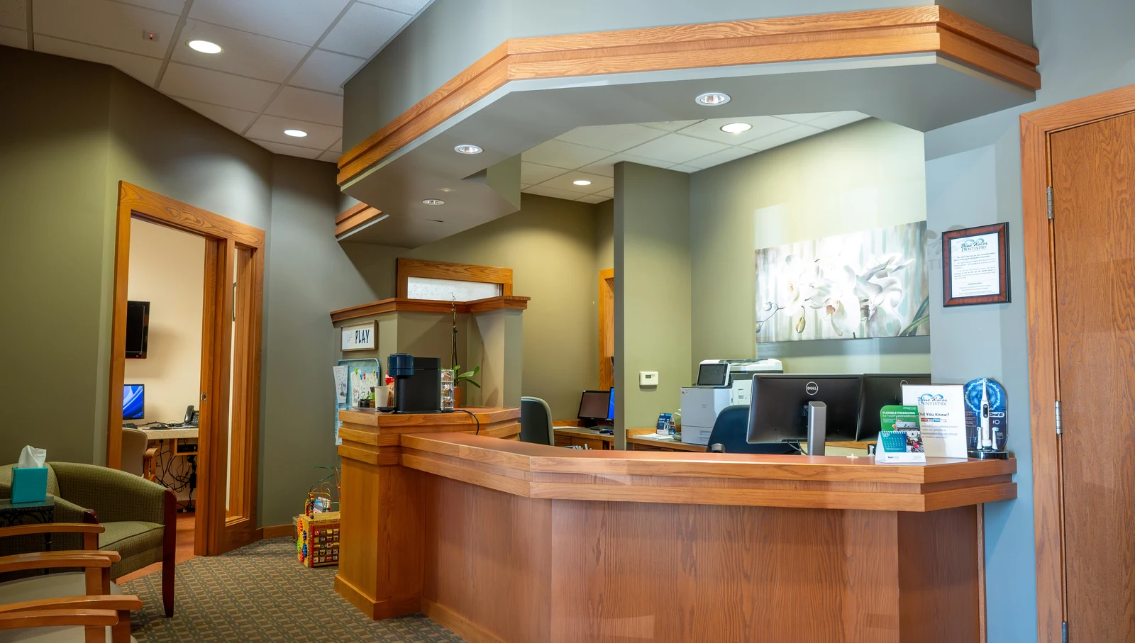 Our reception desk, ready to welcome you