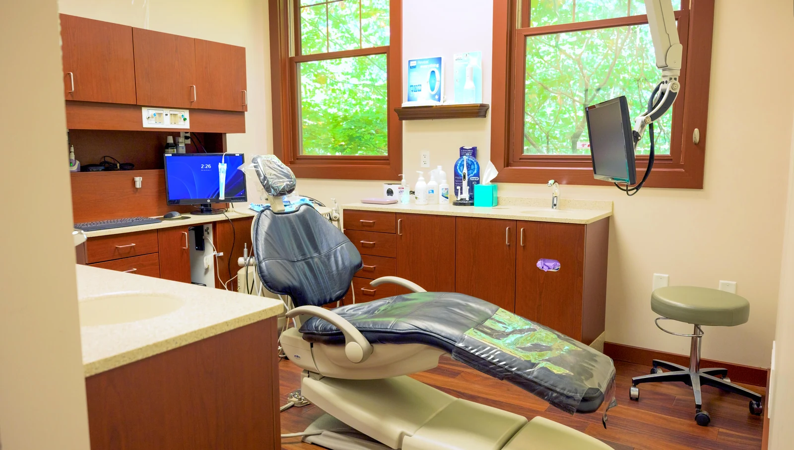 A sunlit treatment room